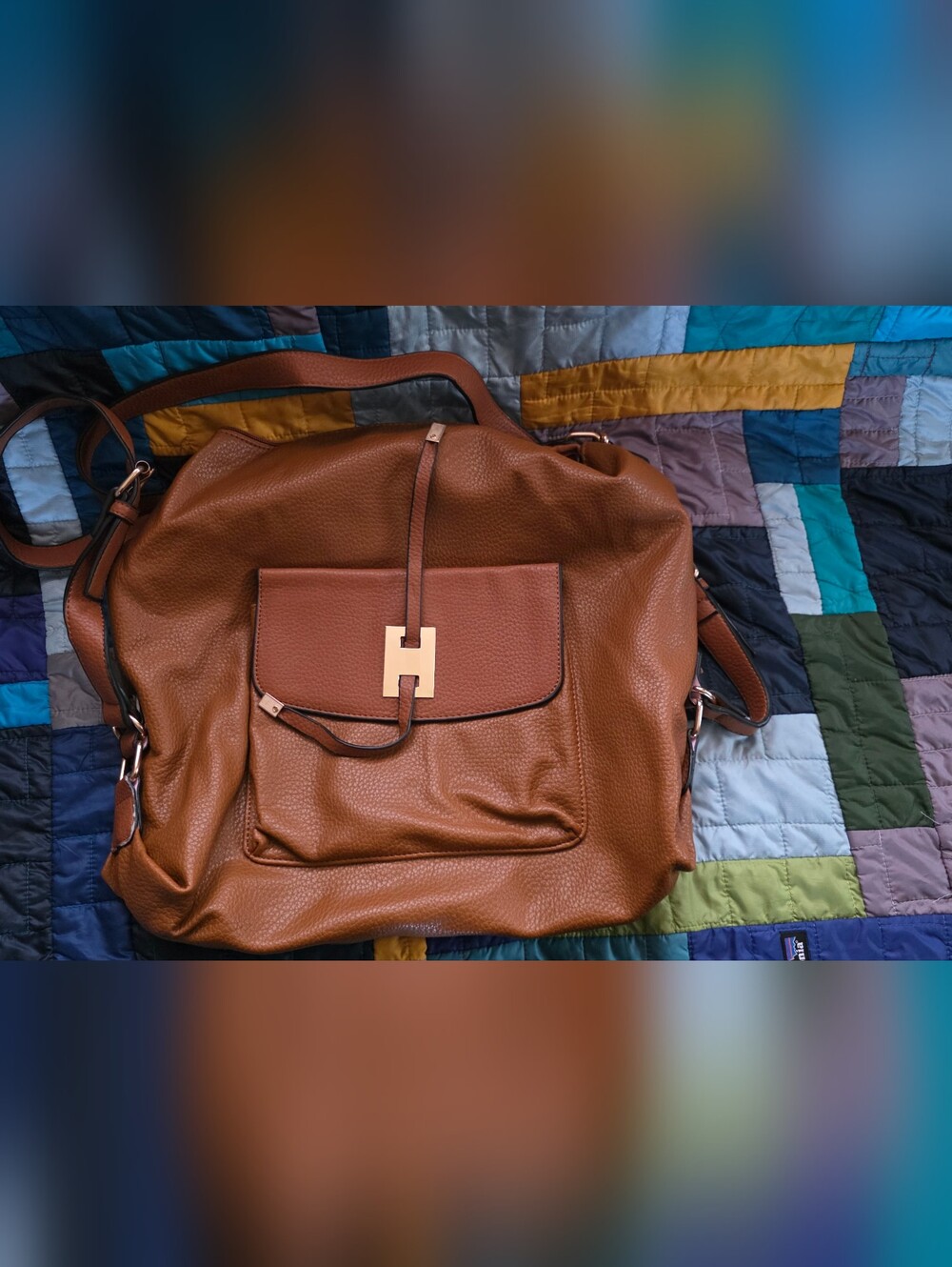 Unk Brown Pebbled Leather Hobo Bag with Front Pocket
